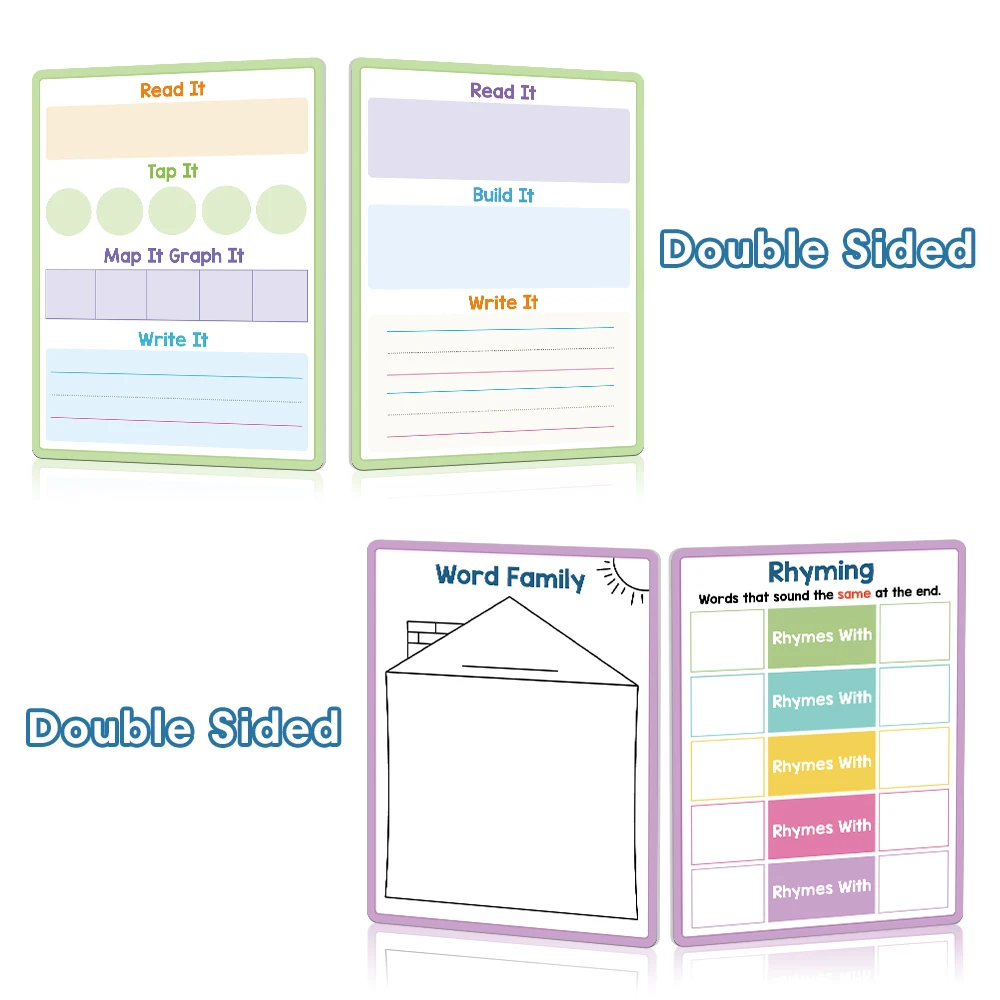 Tablero de borrado en seco de concientización fonémica de doble cara, juego de fonética de sílabas, material didáctico de inglés, materiales de terapia del habla Montessori