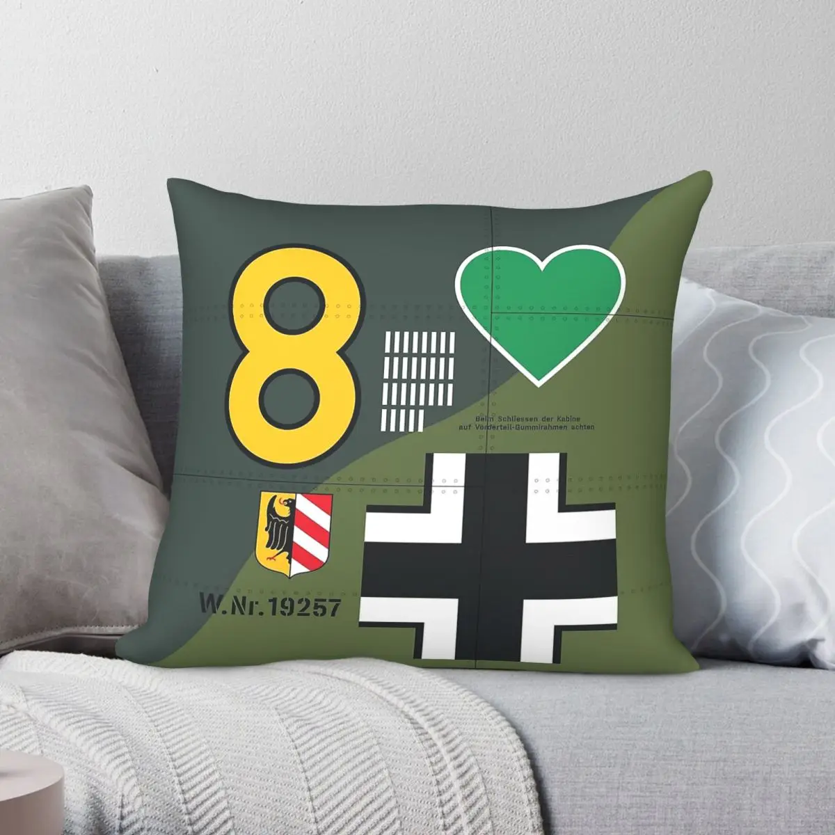 Germany Bf 109 Aircraft Markings Pillowcase Polyester Linen Velvet Pattern Zip Decor Sofa Seater Cushion Cover 45x45