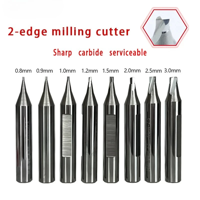 2 Flute Sharp Milling Cutter 0.8mm-3.0mm for Vertical Manual Key Cutting Copy Machine Locksmith Tools
