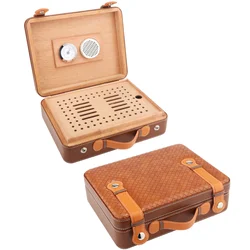 XIFEI Travel Cigar Humidor Box W/Hygrometer Humidifier 50pcs Capacity Cedar Wood Cabinet Portable Smoking Accessories