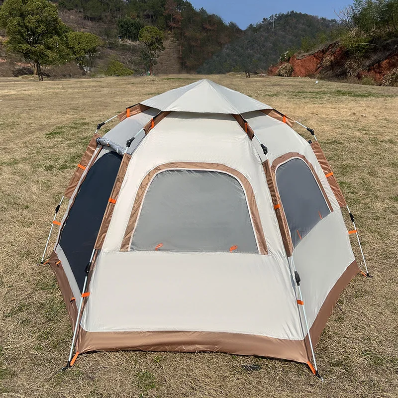 Imagem -05 - Abertura Rápida Barraca de Acampamento Impermeável Hexagonal Totalmente Automático ao ar Livre Camada Única Pano Oxford Barraca de Praia 1pc