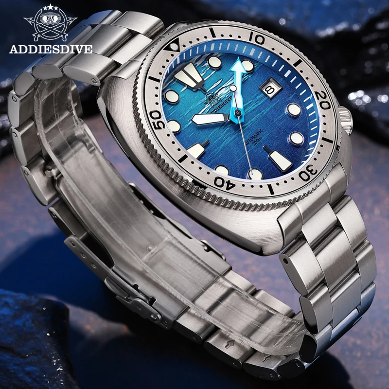 ADDIESDIVE Waterproof Men's Mechanical Wristwatches Calendar Automatic Watch Luminous NH35A Steel Luxury Business Diving Watches