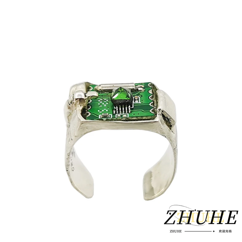 

Emerald Jewelry Ring, Punk Copper Alloy Gift For Men And Women's Carnival Celebration