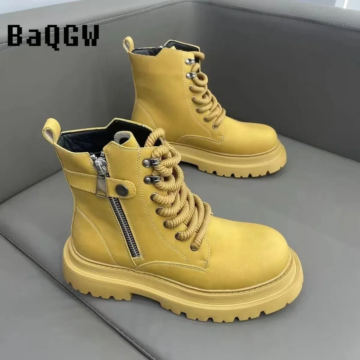 Autumn New Arrival Fashion Casual British Style Designer Motorcycle Boots Comfortable High Quality Winter Warm Lace Up Men Shoes