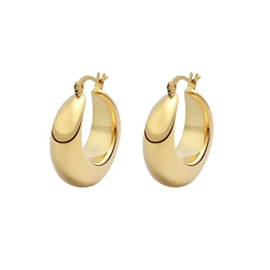 

Chunky Large Thick Rounded Tube Hoop Earrings