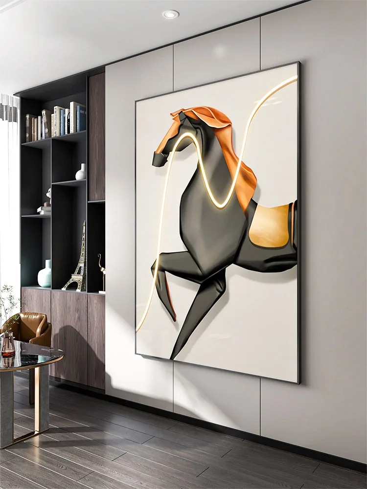 

Modern Creative Horse Porch Art Decoration Mural Lamp Luxury Living Room Aisle Bar Painting Lamp Led Bedroom Bedside Wall Lamp