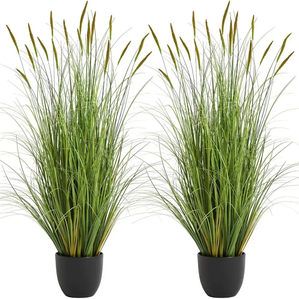 

2-Pack Artificial Cattail Reed Grass, 47.2 Tall, Indoor Outdoor Potted Plant for Home, Office, Wedding Decor, Housewarming Gift,
