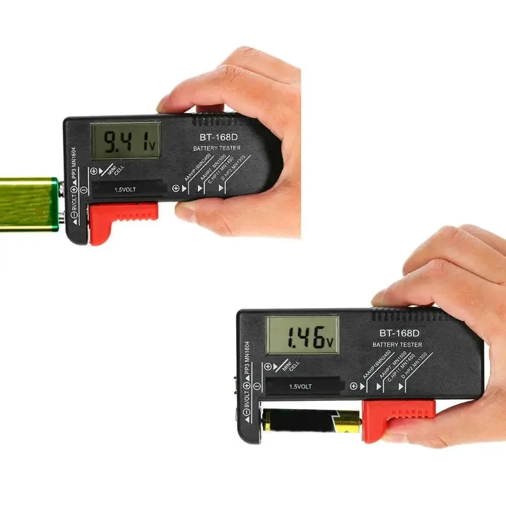 BT-168D Battery Tester Universal Digital LCD Tester AA AAA CD 9V 1.5V Button Cell Voltage Battery Voltage Tester