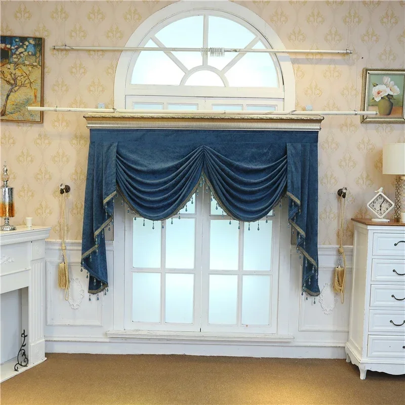 

European and American High-end Luxury Custom Elegant Window Curtains Valance for Living Dining Room Bedroom Villa Study Home