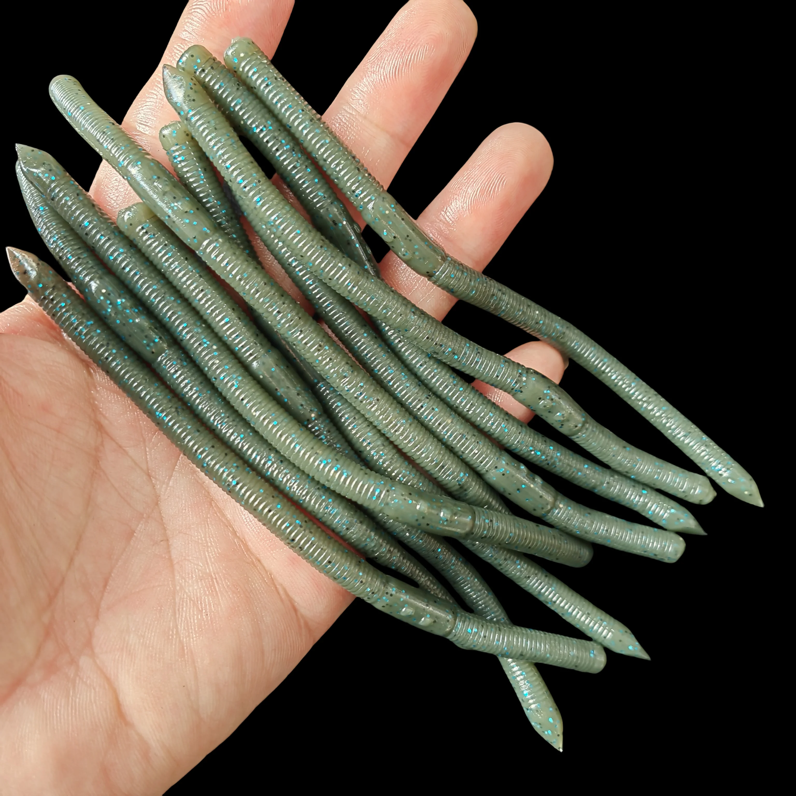 MUKUN 10PCS Weiche Angeln Lure13,5 cm Senko Wurm Neko Rig Lockt Flick Shake Erde Wurm Künstliche Köder Silikon Shad locken Für Bass – Detail 11