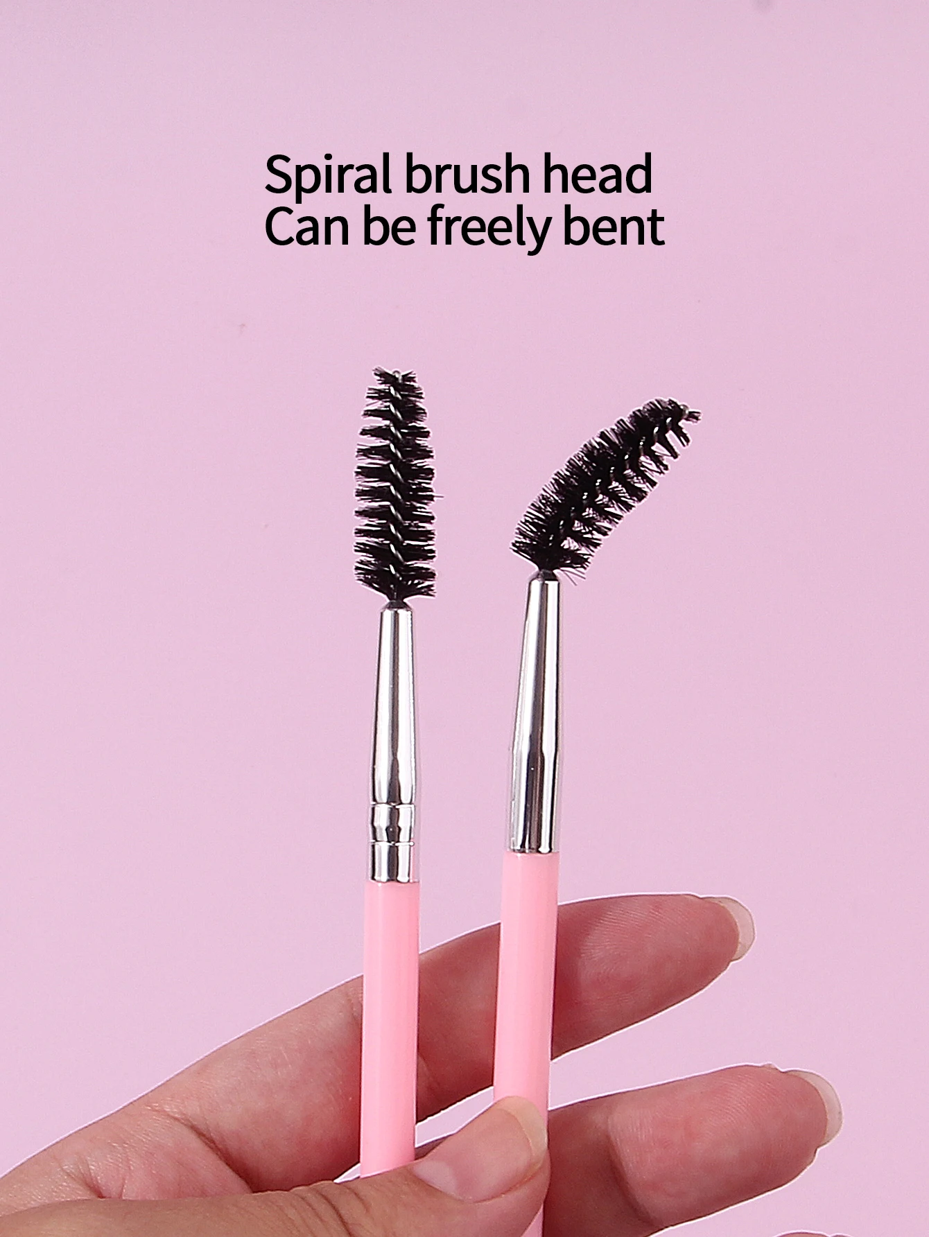 5 個の多機能ピンク双頭マスカラブラシ、眉毛ブラシ、初心者アイメイクツールマスカラカールメイクブラシ