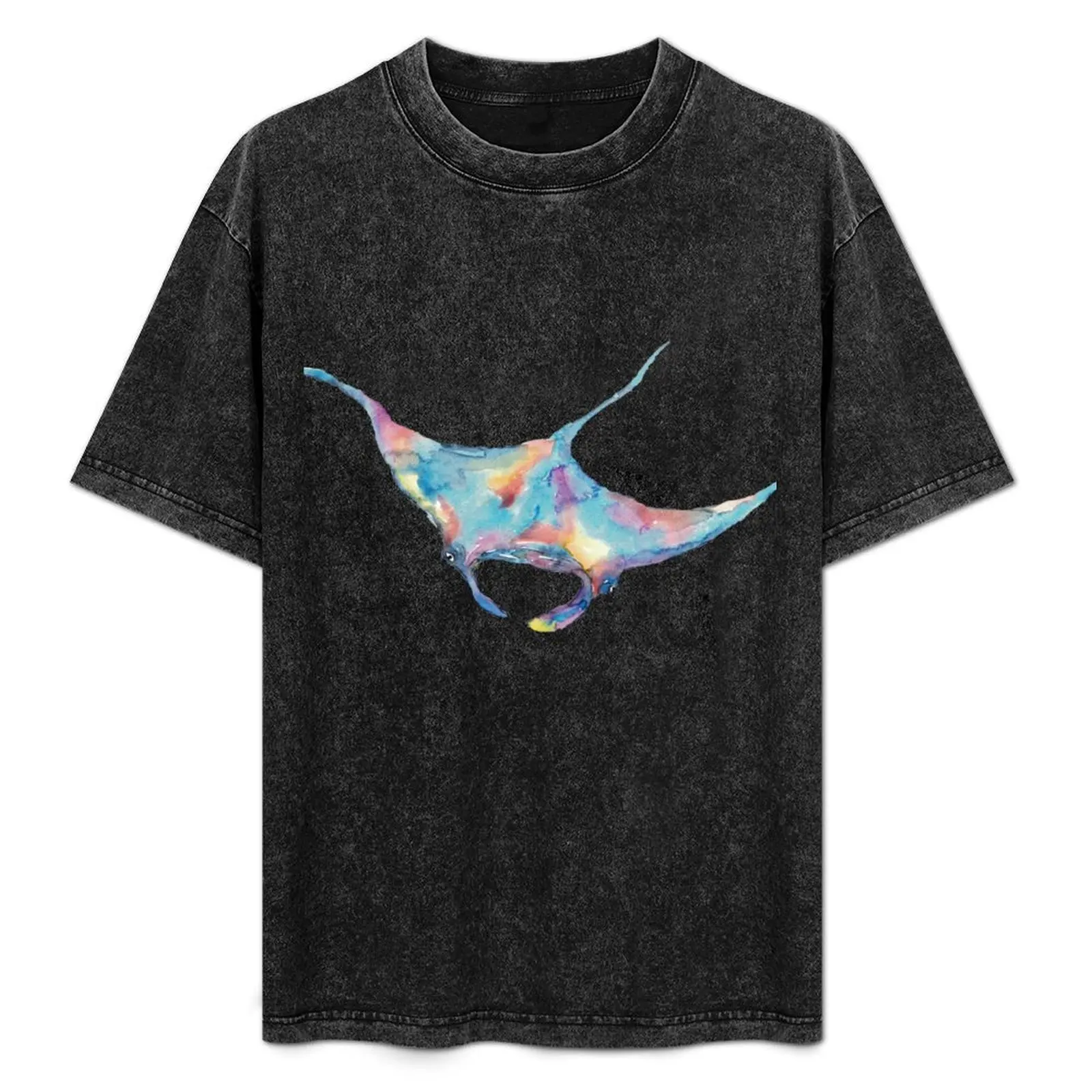 

Giant Manta Ray watercolor T-Shirt Urban Style Casual Short Sleeve Top