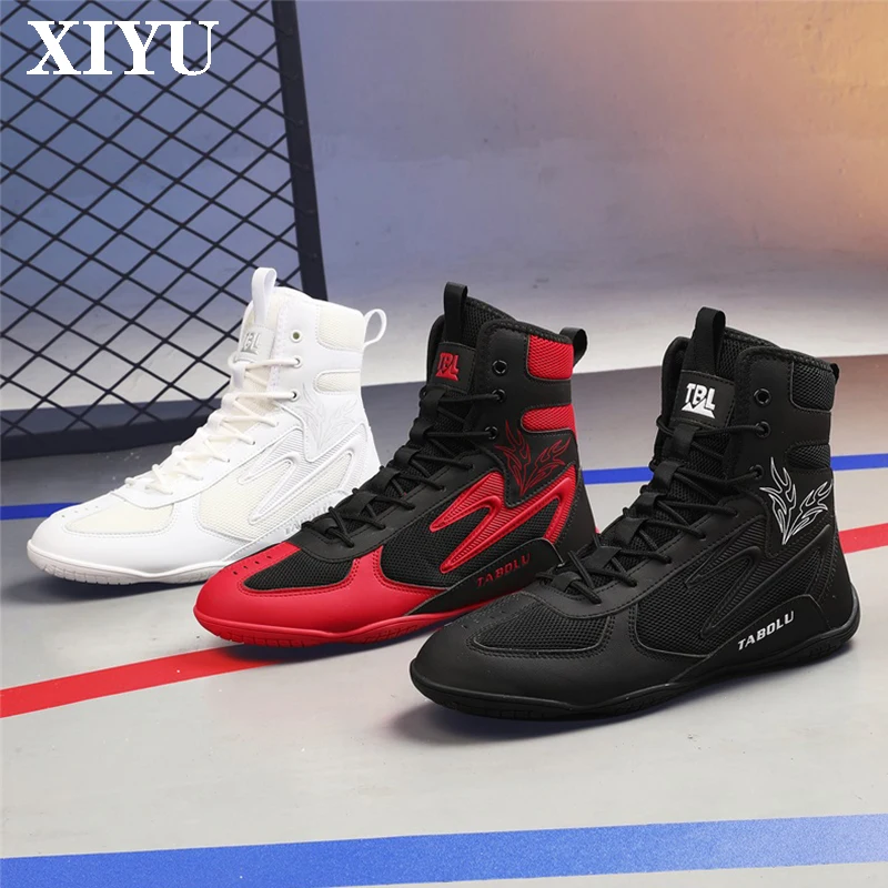 

XIYU профессиональная борцовская обувь с высоким берцем, высококачественная сетчатая дышащая боевая боксерская обувь, спортивная обувь для тяжелой атлетики 39-45 #