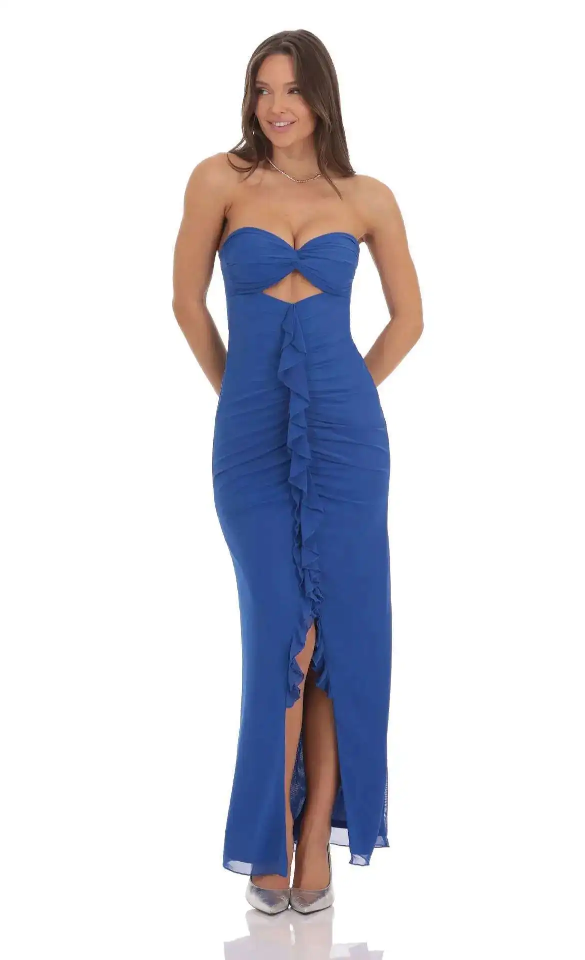 

Style 2025 Women's Spring and Summer New Item, Pleated Slit Slim Fit Dress, Backless Sexy Long Dress, Strapless Women Elegant