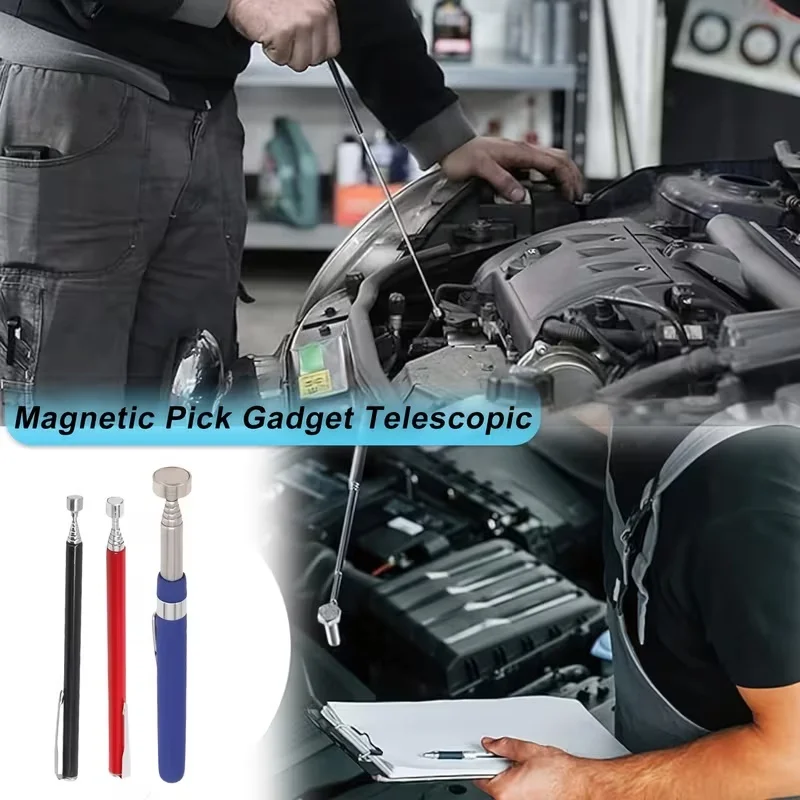 แท่งแม่เหล็กดูดแบบพกพาอเนกประสงค์ พร้อมคลิปหนีบปากกา สำหรับซ่อมรถยนต์