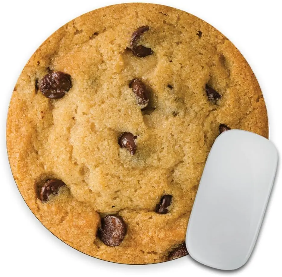 Moderate thickness Round mouse pad Giant Chocolate Chip Cookie Rubber Mousepad Funny Coworker Present Teacher Present