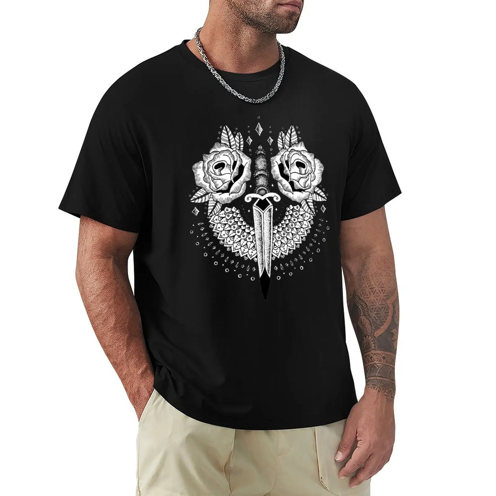 

Rose Dagger Mandala T-Shirt cotton man t-shirts custom t-shirts cheap stuff men t shirts
