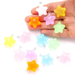 5pcs Acrylic Colorful noctilucent stars Charms For Necklaces Bracelets Pendants DIY Jewelry Making Crafts 26*23mm W329