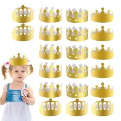 Gold Foil Crown 20PCS Adjustable Gold Party Crown Paper King Hats Gold Foil Paper Party Crown Hat 4 Styles For Birthday