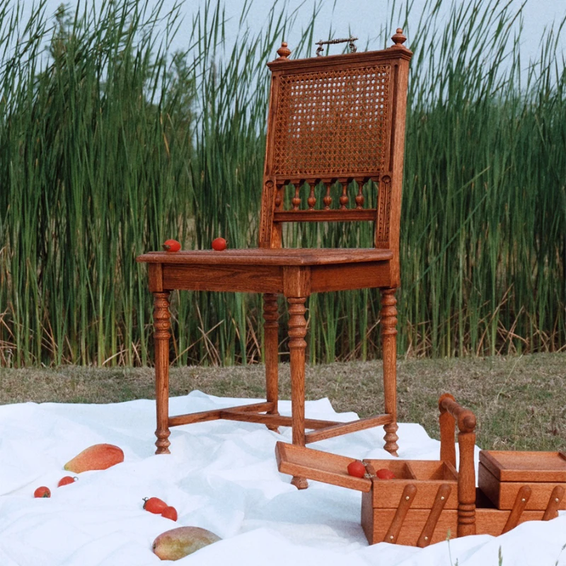 Vintage solid wood chairs, dining chairs, genuine rattan handmade rattan weaving for pre-sale