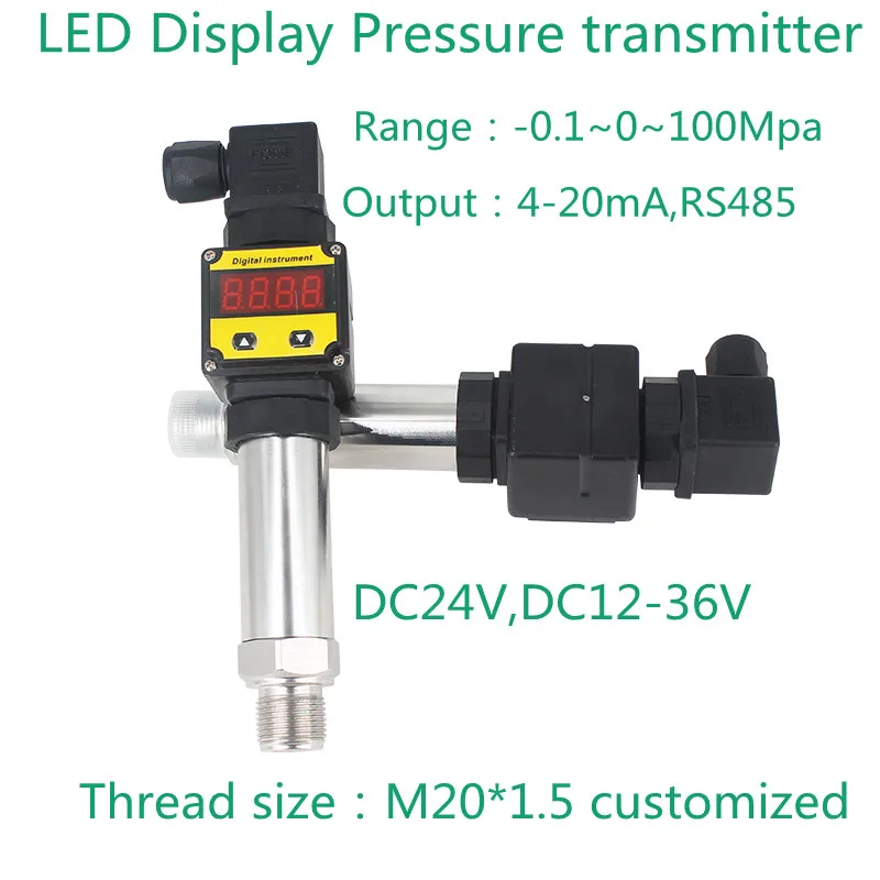 

LED Digital Display Hydraulic Pressure Transmitter 4-20mA RS485 Water Fuel Gas Level Sensor Absolute Vacuum Gauge Meter