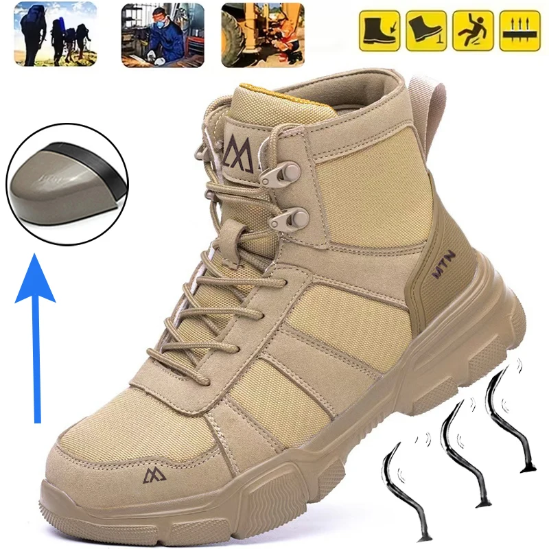 Safety Shoes For Men Anti Smash Anti-Puncture Work Shoes Indestructible Steel Toe Shoes Male Boots Breathable Casual Seakers