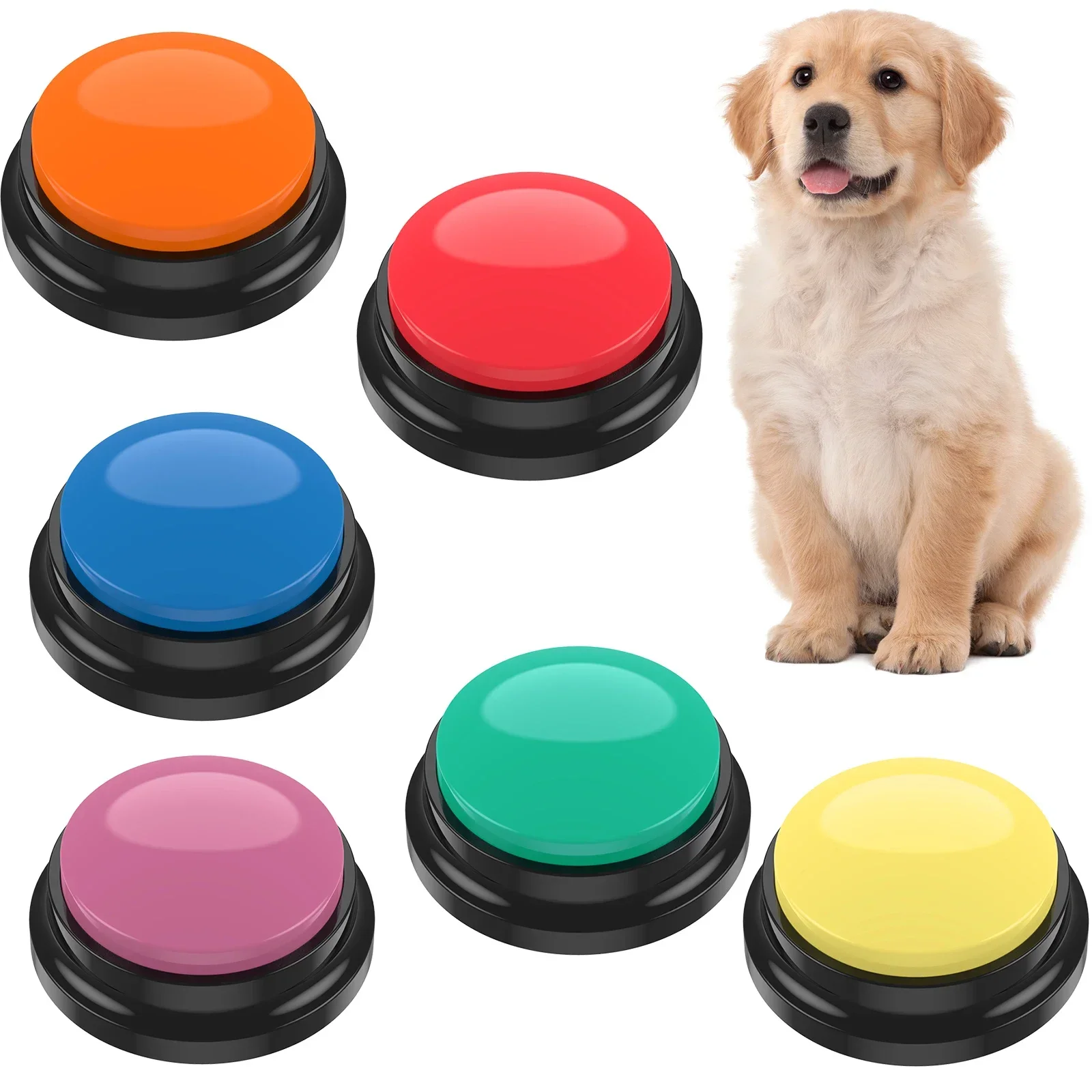 Voice Recording Button 6 Color Dog Cat Buttons Talk Training for Communication Pet Training Buzzer 30 Second Record and Playback