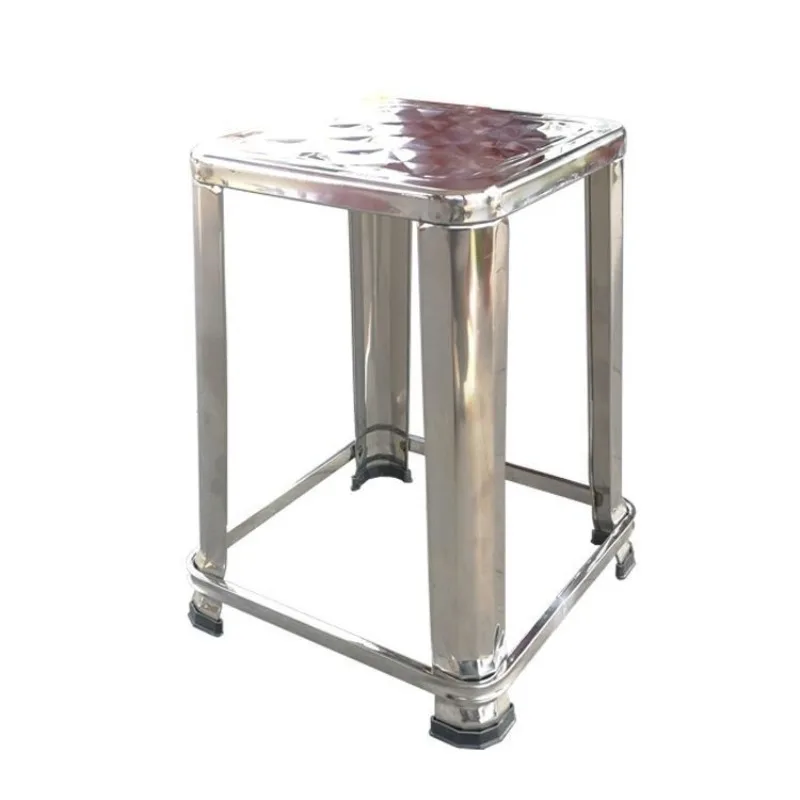 New extra thick stainless steel square stool reinforced and thickened stall dining food stall canteen square stool household hot