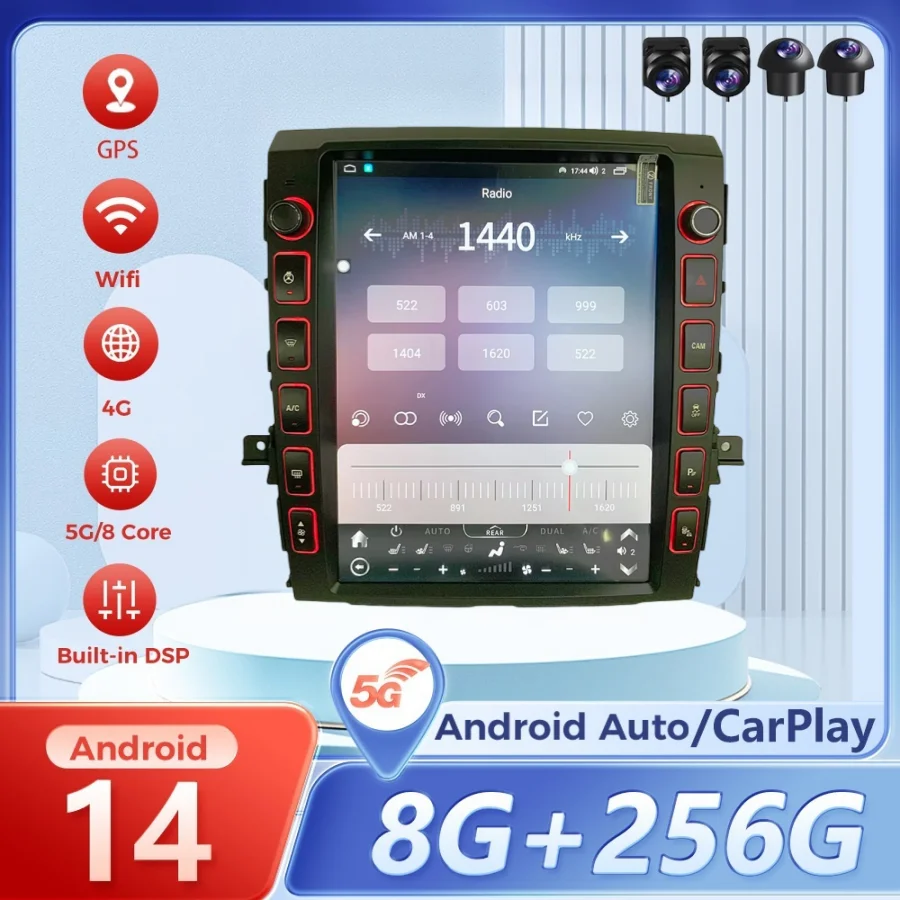 

Автомобильный радиоприемник Carplay с экраном Android14 для Nissan Titan 2016-2018 GPS-навигация Автомобильный аудио стерео экран Мультимедийный DVD-плеер