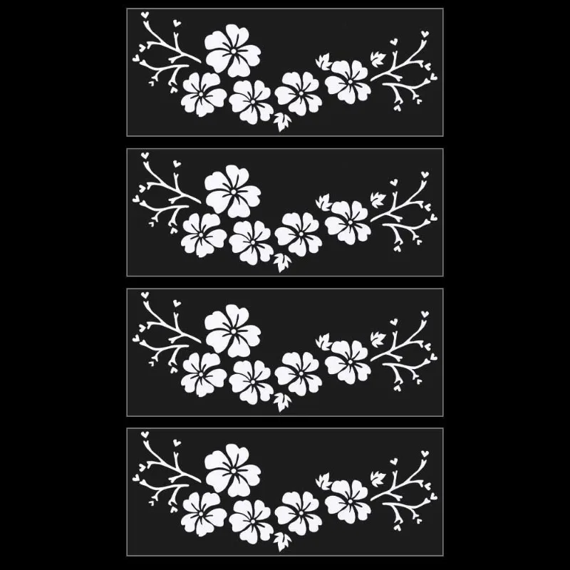 

4 Sheets Hawaiian Stickers and Decals Hibiscus Flower Car Sticker White Automotive Decals Waterproof Vinyl Automotive Exterior
