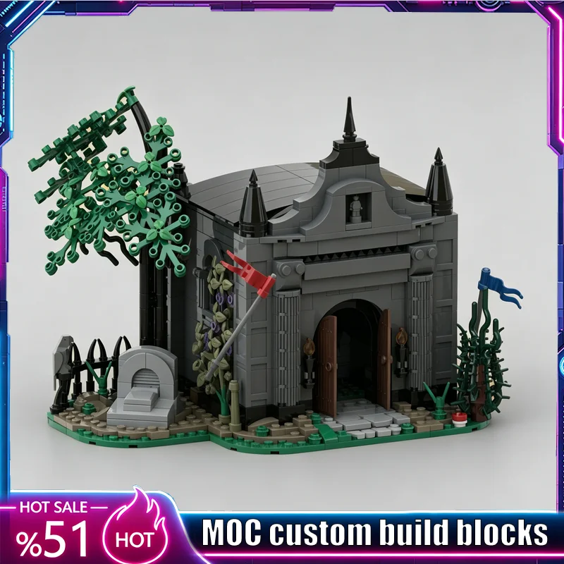 

851PCS MOC Medieval Dark Ghost Tomb Graveyard Scene Model DIY Creative Blocks Assembly Puzzle Halloween Collector Display Gift