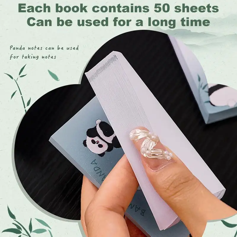 50 Sheets/book Pandas Sticky Notes Cute Cartoon Pandas Self-Stick Notes Pads Divider Tabs Bundle Writing Memo Pads Taking Note