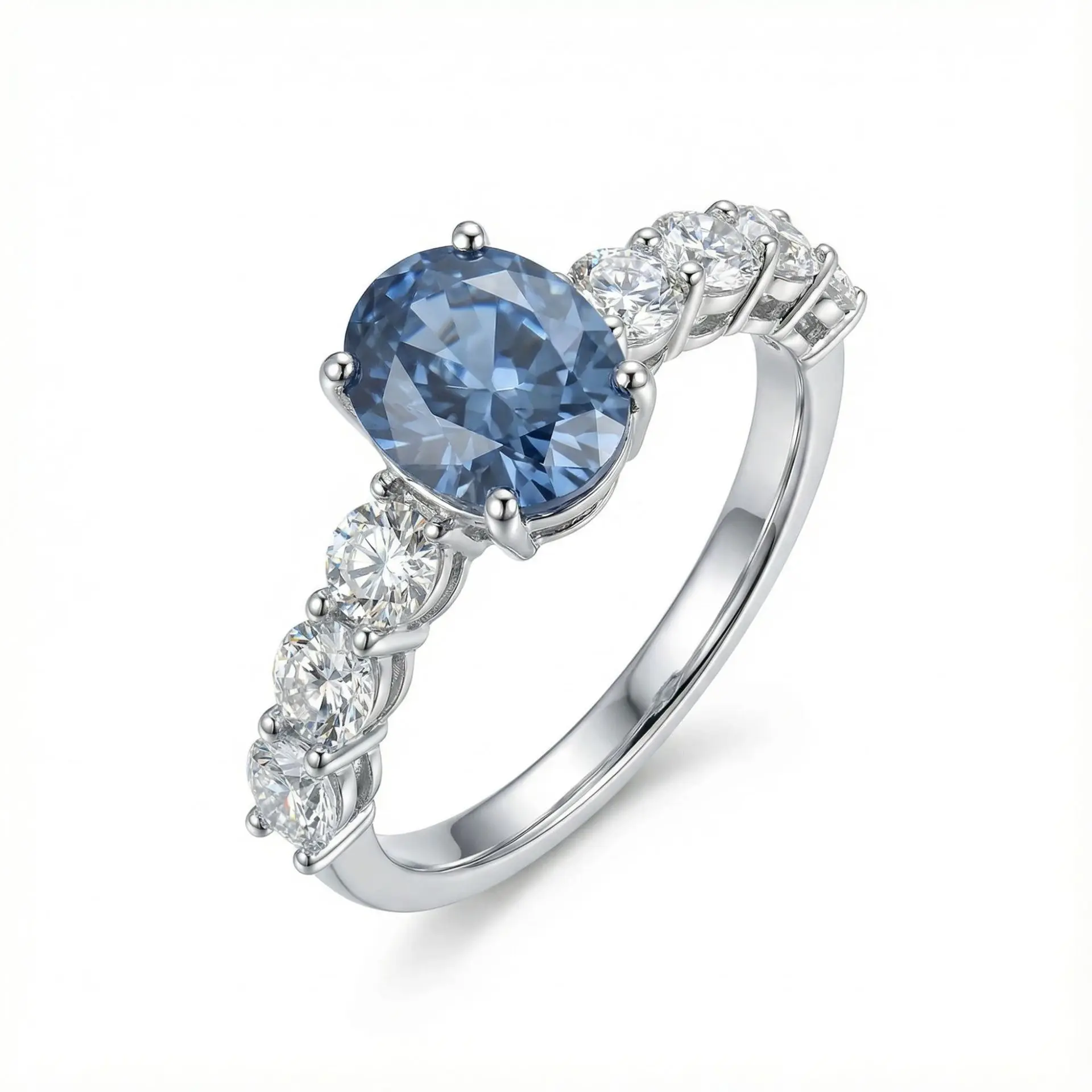 

S925 Sterling Silver 7*9 Oval 2 Carat Moissanite Ring for Women, European and American Light Luxury Fashion Jewelry, Wedding Gif