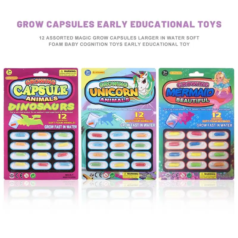 PCSPack Magic Grow Capsules Larger In Water Soft Foam Baby Early Educational Cognition Toys Mermaid Dinosaur Grow Capsule