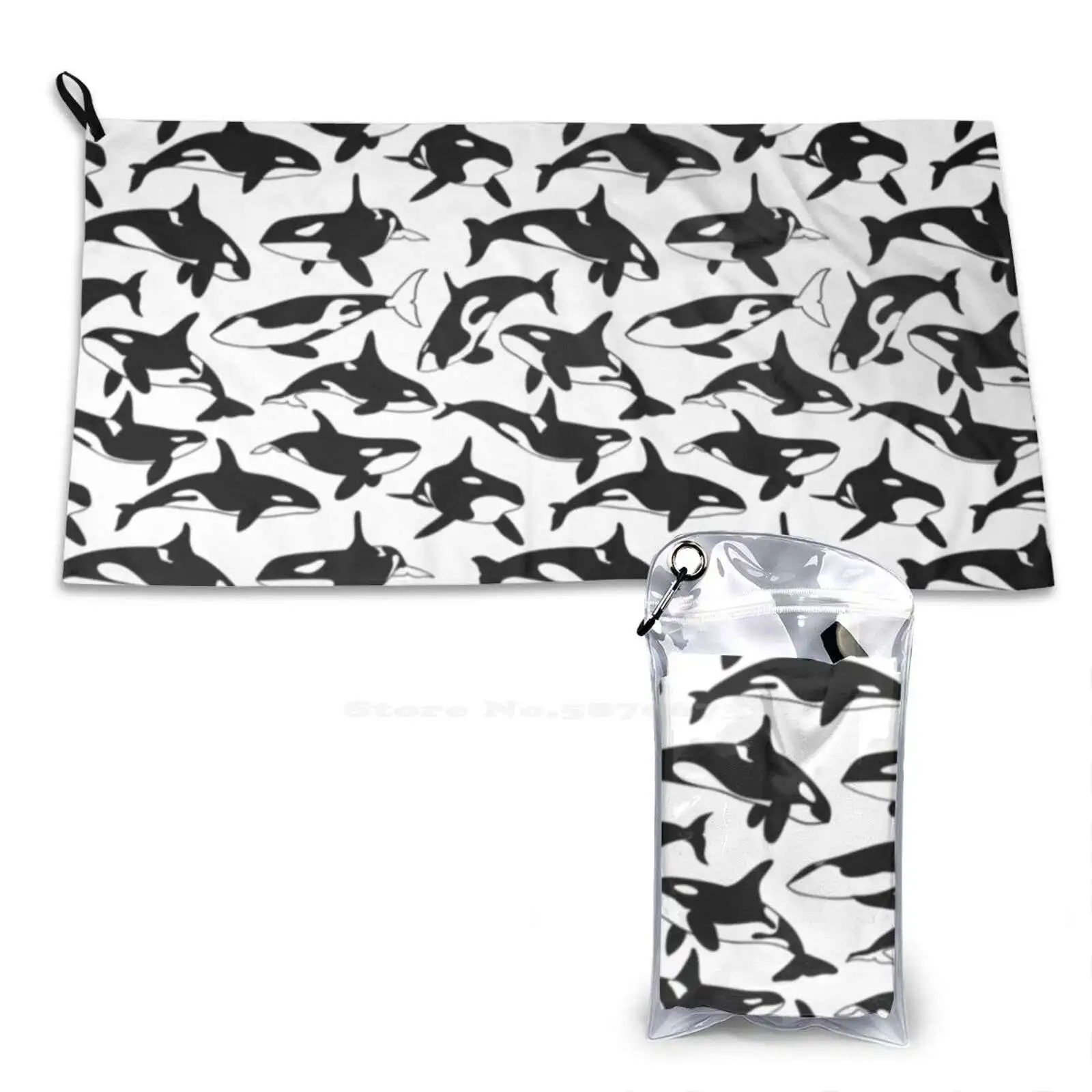 Orcas Soft Towel Quick Dry Beach Towel Orcas Whales Killer Whale Dolphin Black And White Pattern Save Seaworld Free Creature