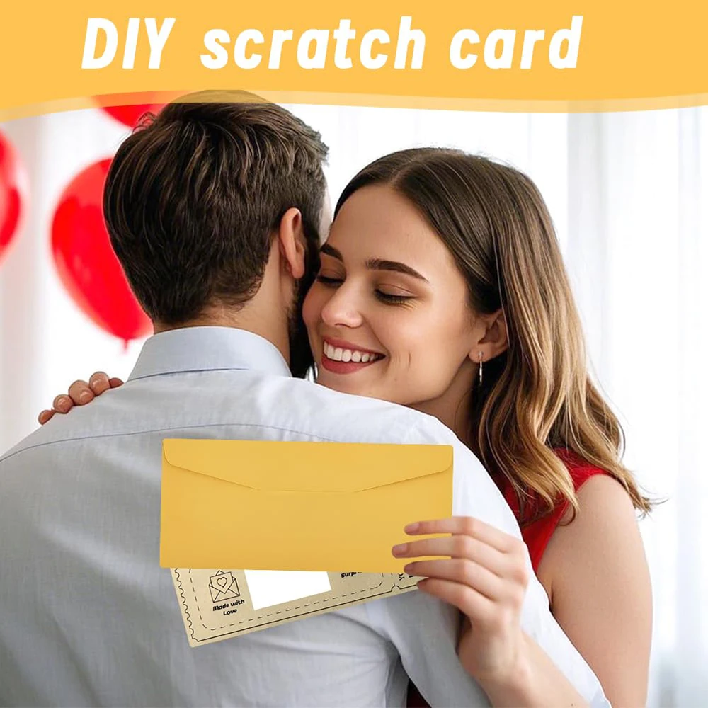 3pcs/set Golden Ticket Scratch Card Scratch-off Travel Ticket Set with Envelopes Surprise Reveal Ticket Gift for Valentine's Day view 5