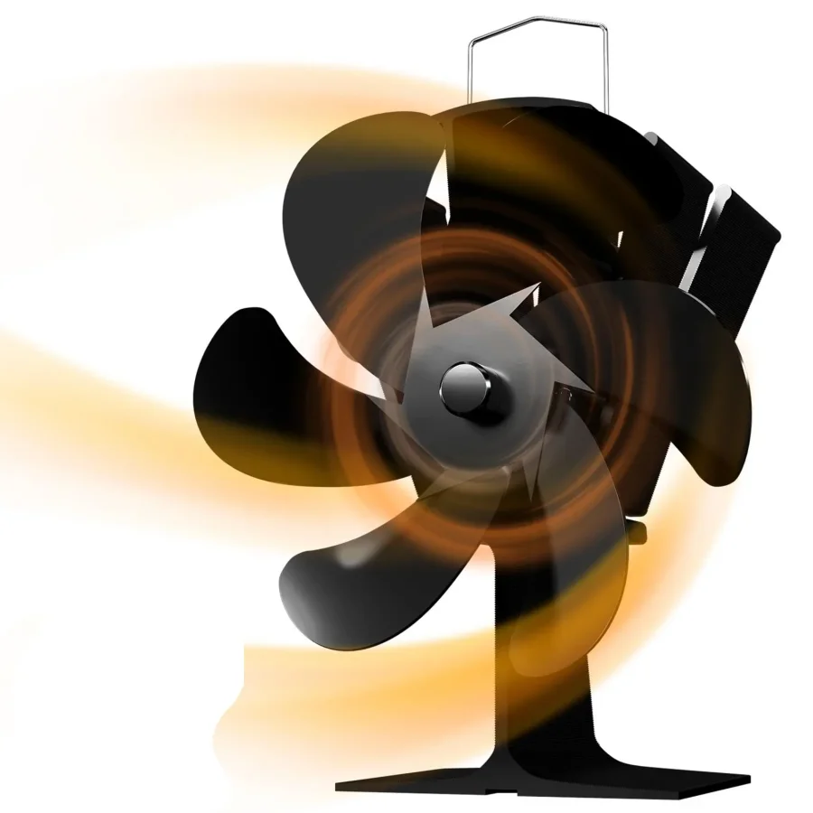 مروحة موقد الخشب 6 شفرات مروحة موقد الخشب تعمل بالطاقة الحرارية مروحة الموقد ملحقات موقد الخشب ، مروحة غير كهربائية لموقد الموقد الخشبي #1