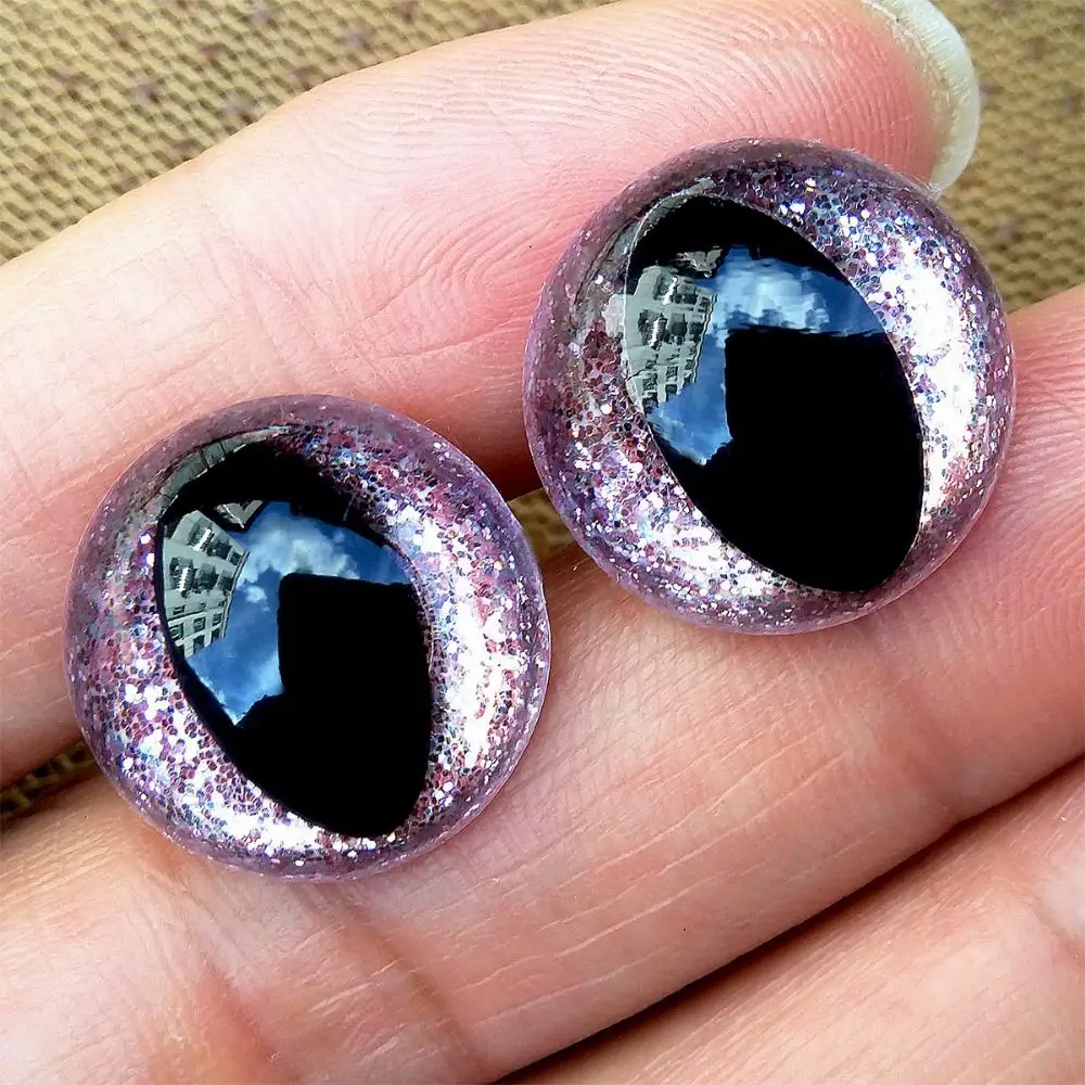 20pcs/set 18mm 3D Sparkling Crystal Cat's Eyes With Flash Pad 8 Colors Bear Animal DIY Dolls Eyes Parts Plastic Resin
