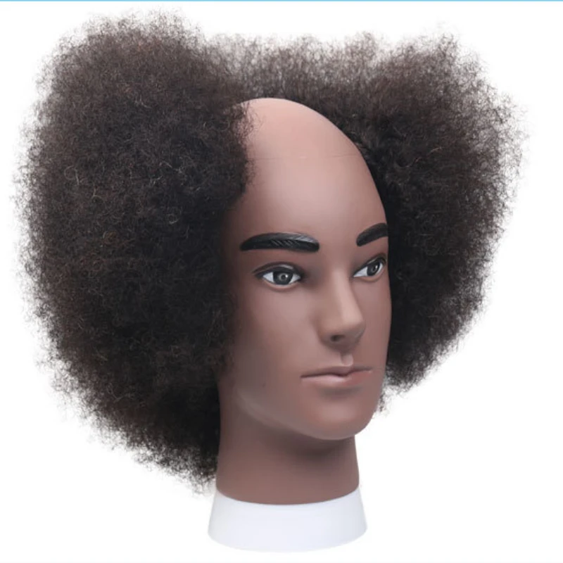 Personality Virtual Head Teaching Head Black Face Real Hair Head Model Knitting Hair Knitting Perm Hair Dyeing Hair Blowing Hair