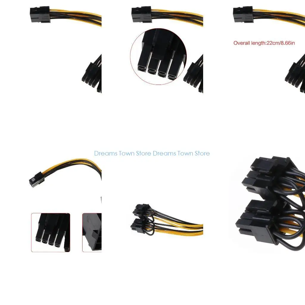 HX6A Power Cables CPU 8 Pin to Dual 8 Pin PCI-E Graphics Card Power Adapter Cable