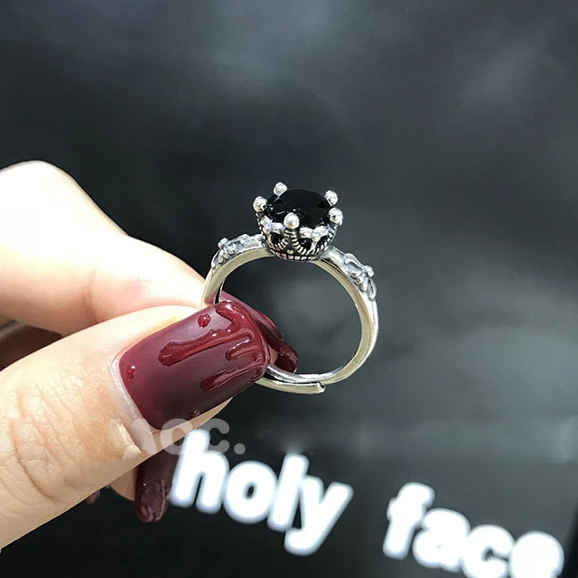 

PONYKISS 925 Sterling Silver Zircon Crown Cross Geometric Opening Rings for Women Vintage Fine Jewelry Minimalist Accessories