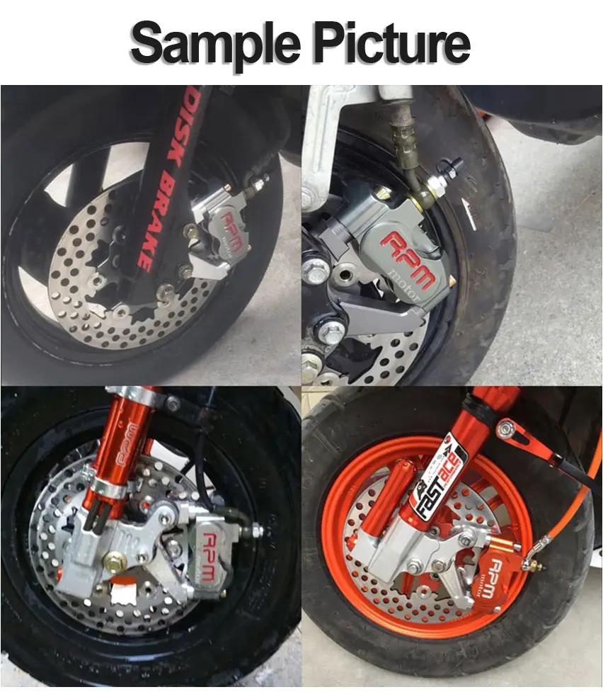 Motorcycle RPM 220mm Brake Caliper Disc 3 Hole Rotor Disc Set 82mm Radial Mounting 4 Piston for Pitbike Street Bike Honda Yamaha