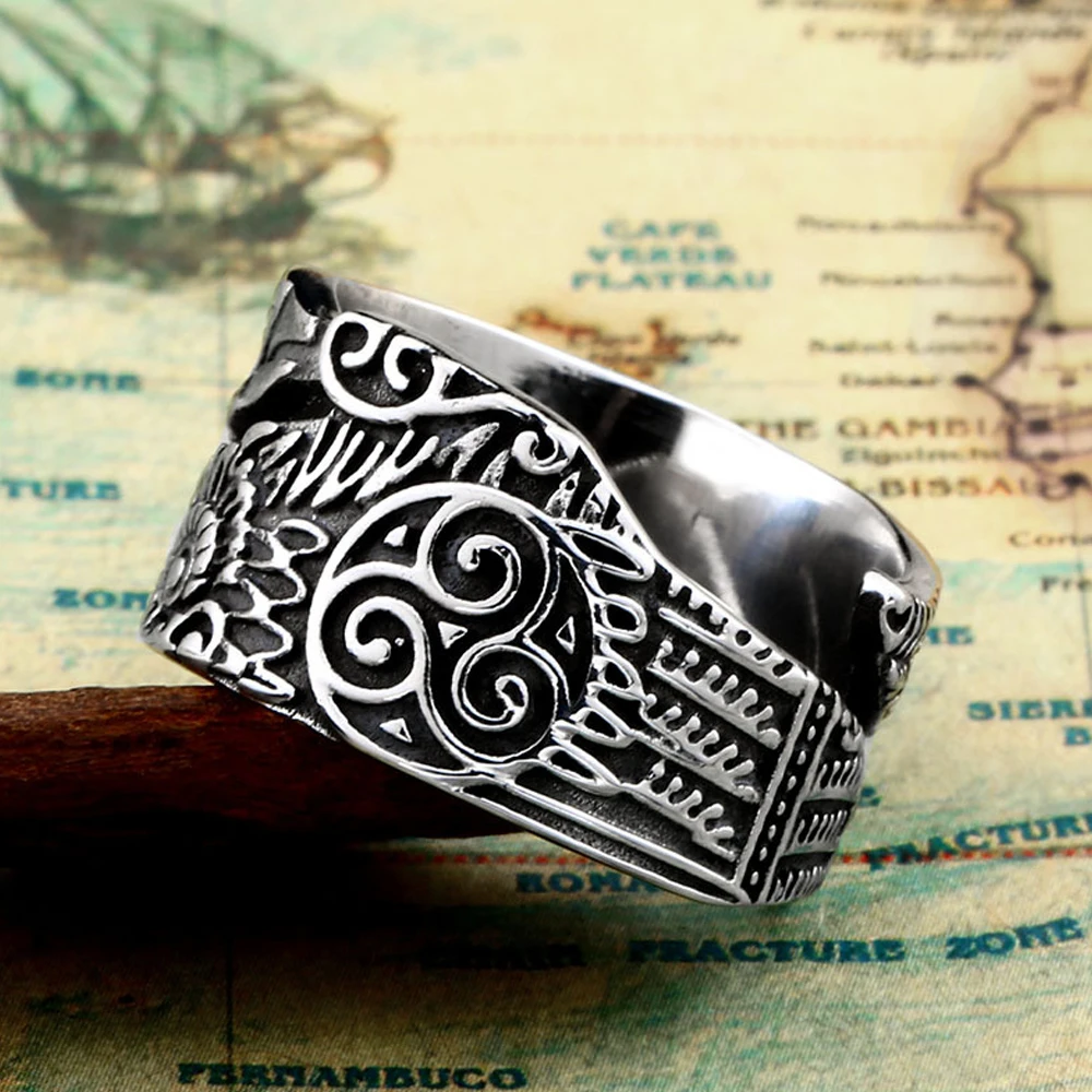 Anillo Vintage vikingo Odin Crow para hombre, anillo abierto nórdico vikingo de acero inoxidable, anillo con nudo Celtics, amuleto de motorista, regalo de joyería de cuervo