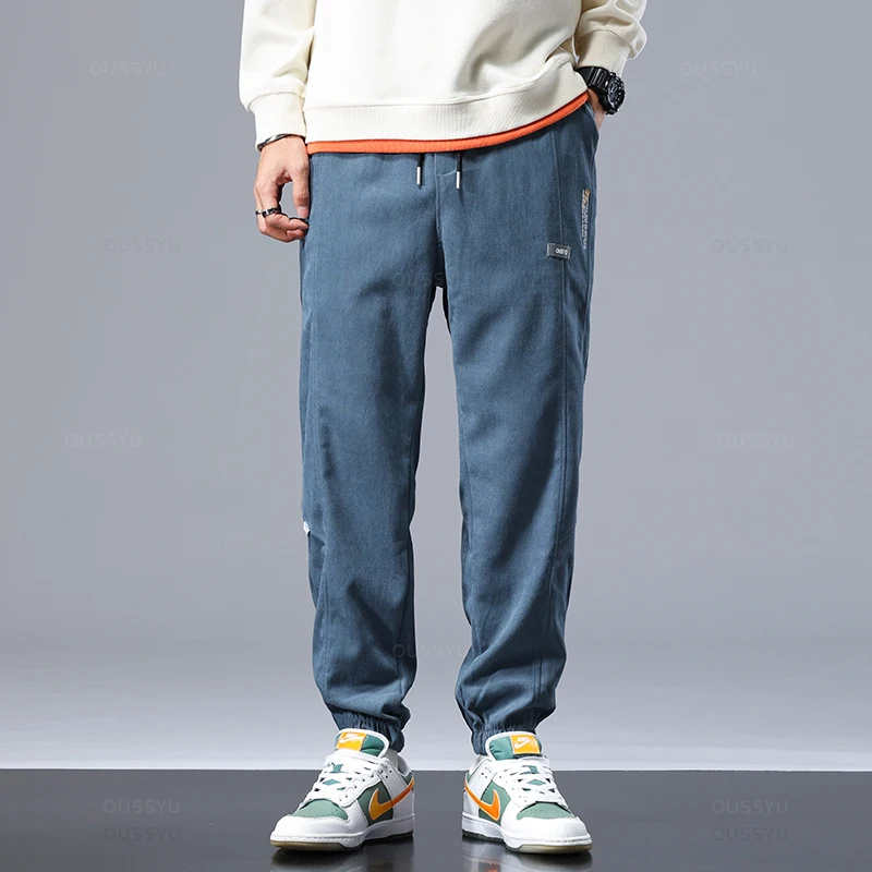 New Autumn Winter Baggy Trousers Harajuku Sports Pants Man Jogger Thick Casual Harem Bundle Foot Korean Sweatpants Male Oversize