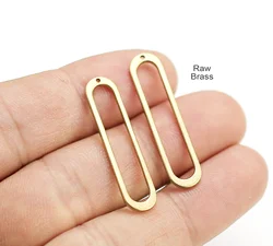 10pcs Oval Circle Charm, Earring Connector, Raw Brass Earring Findings, 34x8mm, DIY Ornament, Jewelry Supplies -R1884