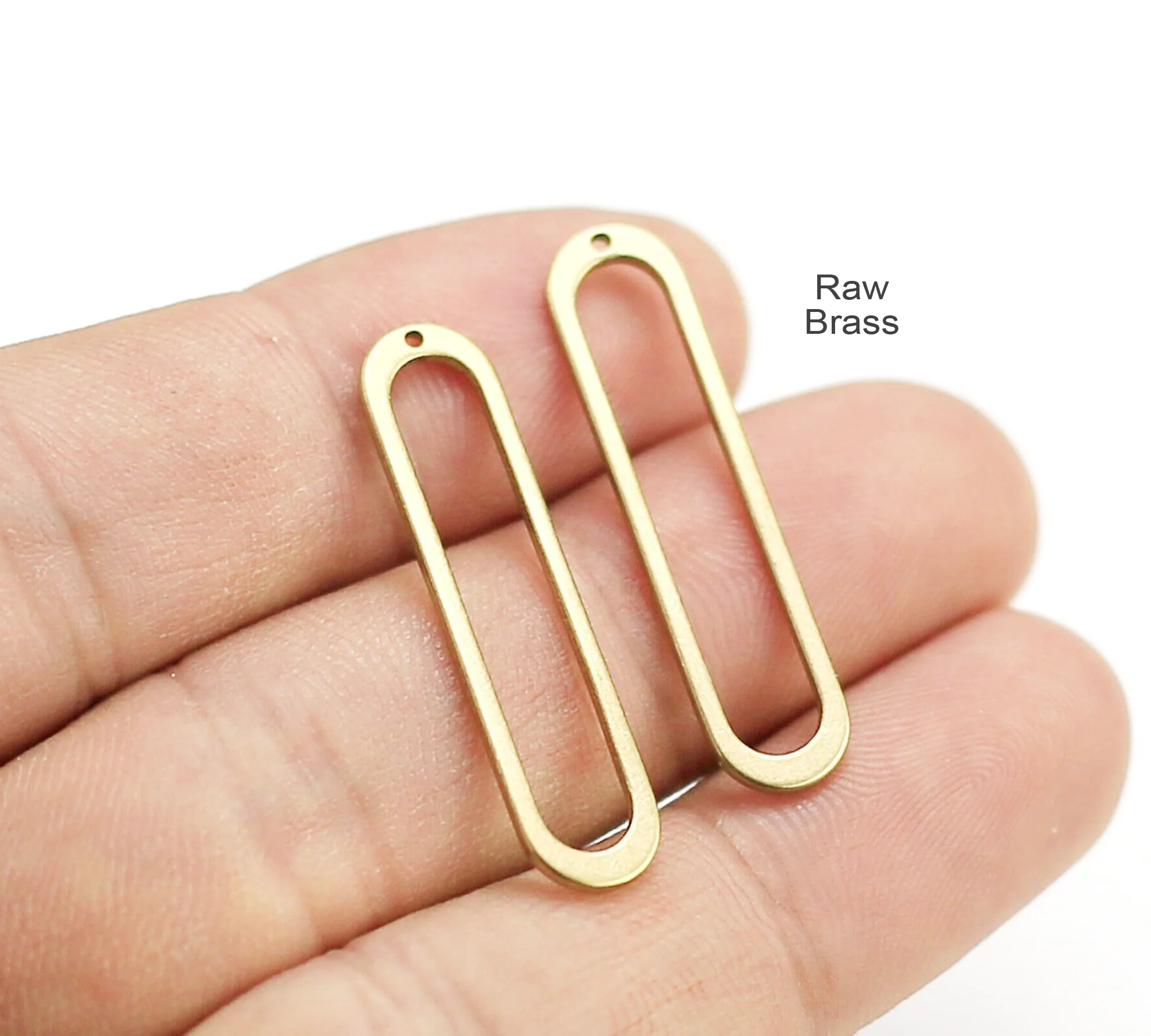 10 szt. Owalne zawieszki, łączniki do kolczyków, surowy mosiądz, elementy do kolczyków, 34x8mm, ozdoba DIY, materiały do wyrobu biżuterii -R1884