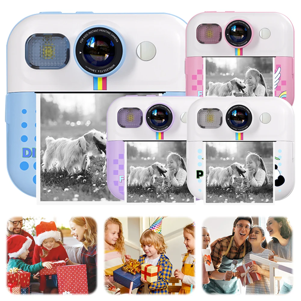 Kids Mini Instant Print Camera with 3 Rolls Print Paper Child Digital Camera Digital Photo Camera Toy for Girls Boys Aged 3-12