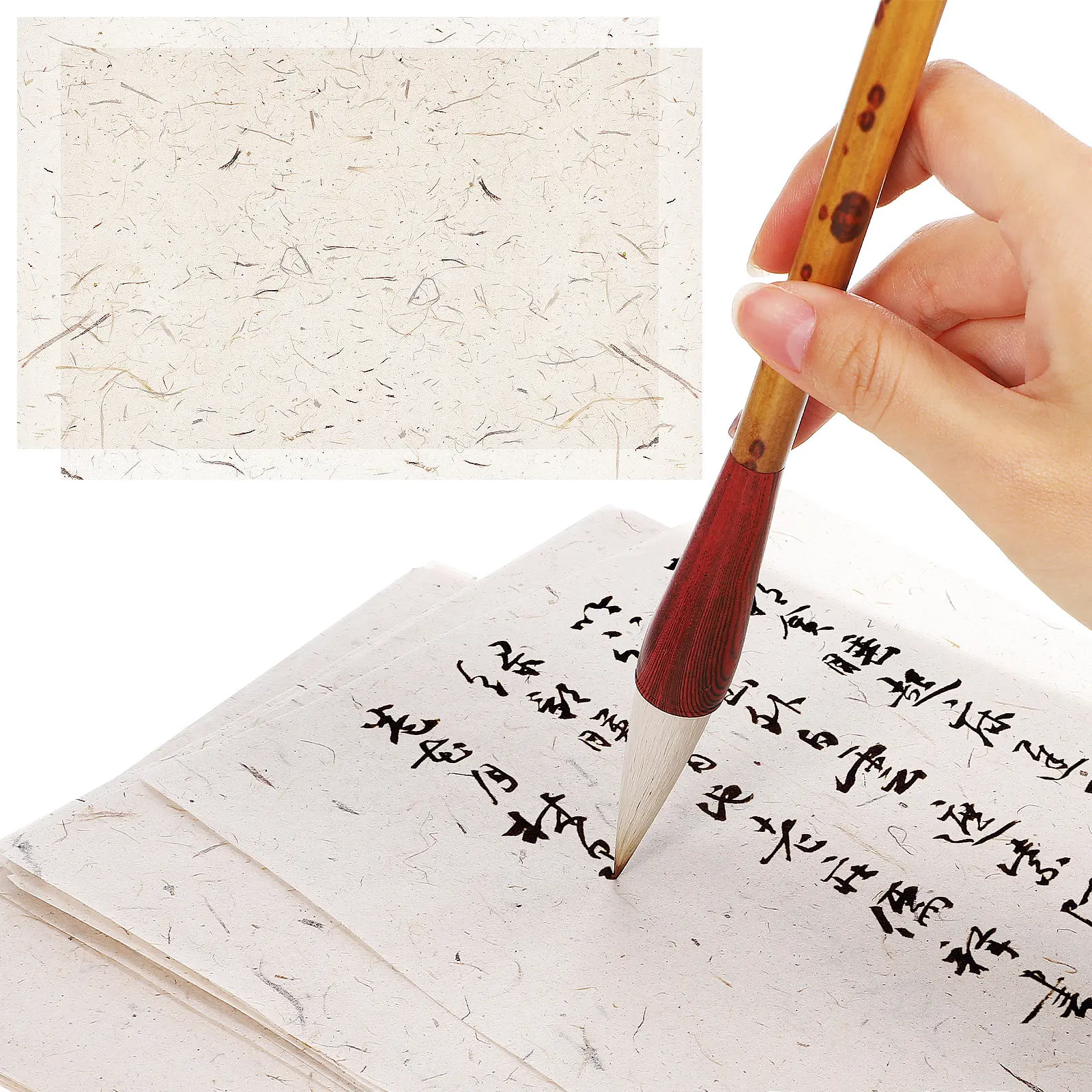 60Pcs Rice Paper Calligraphy Painting Sheets Smooth Ink Flow Natural Fiber Paper for DIY Art Crafts Scrapbooking Decoupage