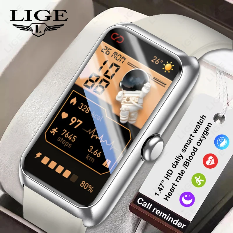 

LIGE 2025 новые спортивные умные часы для мужчин и женщин 1,47-дюймовый сенсорный фитнес-трекер IP68 водонепроницаемые умные часы для телефона Android IOS