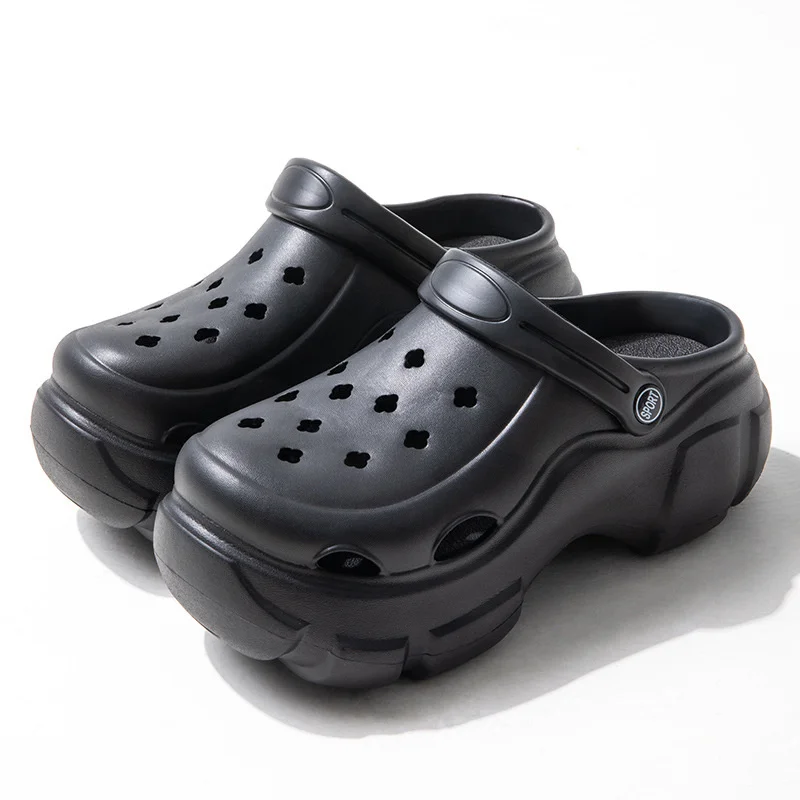5cm Thick Sole Perforated Garden Shoes Women's Summer Sandals Ins Height Increases Outdoor Slippers Man Breathability Flip Flops